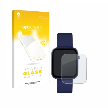 Parte frontal de un envase de producto con el logotipo de la marca upscreen. Al lado se muestra el dispositivo Reflex Active S