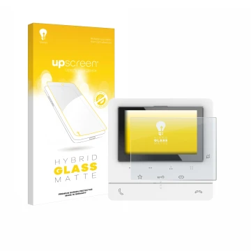 Parte frontal de un envase de producto con el logotipo de la marca upscreen. Al lado se muestra el dispositivo Biticino 344672