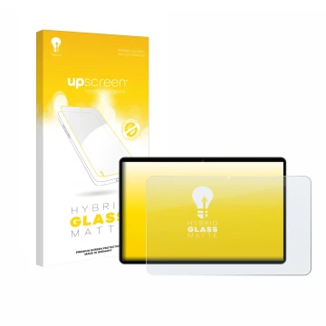 Parte frontal de un envase de producto con el logotipo de la marca upscreen. Al lado se muestra el dispositivo Meberry M8 con 