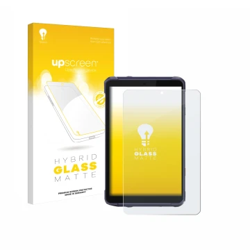 Parte frontal de un envase de producto con el logotipo de la marca upscreen. Al lado se muestra el dispositivo CHCNAV LT800 co