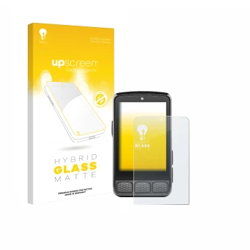 Parte frontal de un envase de producto con el logotipo de la marca upscreen. Al lado se muestra el dispositivo Wahoo Elemnt Ro