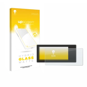 Parte frontal de un envase de producto con el logotipo de la marca upscreen. Al lado se muestra el dispositivo Acta Berg Radio