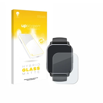 Parte frontal de un envase de producto con el logotipo de la marca upscreen. Al lado se muestra el dispositivo Poounur T80 1.9