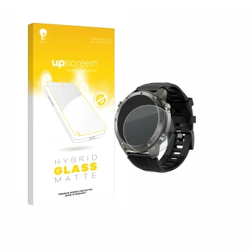 Parte frontal de un envase de producto con el logotipo de la marca upscreen. Al lado se muestra el dispositivo Knauermann GPS 