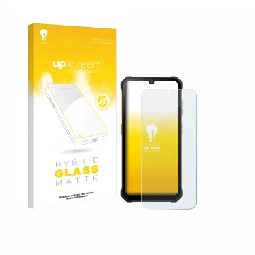 Parte frontal de un envase de producto con el logotipo de la marca upscreen. Al lado se muestra el dispositivo Hammer Iron Va 