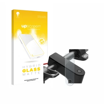 Parte frontal de un envase de producto con el logotipo de la marca upscreen. Al lado se muestra el dispositivo Xiaomi Electric