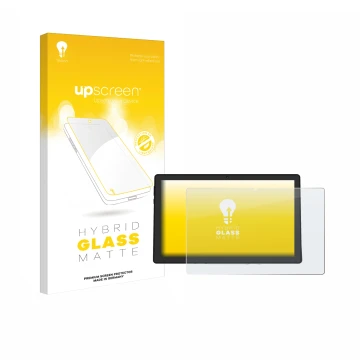 Parte frontal de un envase de producto con el logotipo de la marca upscreen. Al lado se muestra el dispositivo Whitedeer A10PR
