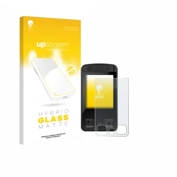 Parte frontal de un envase de producto con el logotipo de la marca upscreen. Al lado se muestra el dispositivo Bosch Kiox 400C