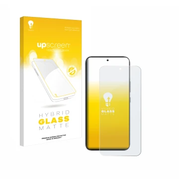 Parte frontal de un envase de producto con el logotipo de la marca upscreen. Al lado se muestra el dispositivo Infinix GT 30 P