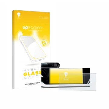 Parte frontal de un envase de producto con el logotipo de la marca upscreen. Al lado se muestra el dispositivo Audi A3 Limousi