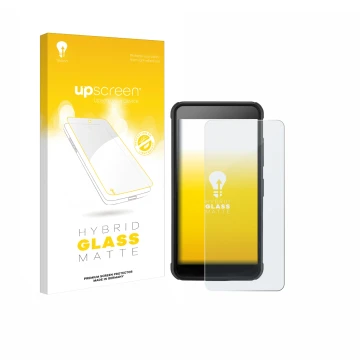 Parte frontal de un envase de producto con el logotipo de la marca upscreen. Al lado se muestra el dispositivo SkyCaddie Pro 4