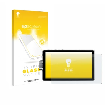 Parte frontal de un envase de producto con el logotipo de la marca upscreen. Al lado se muestra el dispositivo Viltrox DC-A1 2