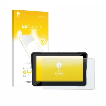 Parte frontal de un envase de producto con el logotipo de la marca upscreen. Al lado se muestra el dispositivo Carpuride W702S