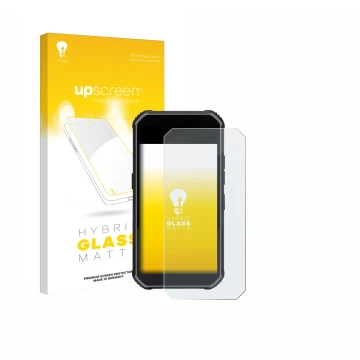 Parte frontal de un envase de producto con el logotipo de la marca upscreen. Al lado se muestra el dispositivo SkyCaddie Pro 5