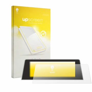 Parte frontal de un envase de producto con el logotipo de la marca upscreen. Al lado se muestra el dispositivo BMW X3 G01 G3X 