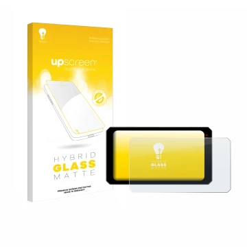 Parte frontal de un envase de producto con el logotipo de la marca upscreen. Al lado se muestra el dispositivo Chigee AIO-6 Ma