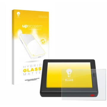 Parte frontal de un envase de producto con el logotipo de la marca upscreen. Al lado se muestra el dispositivo XC Tracer Maxx 