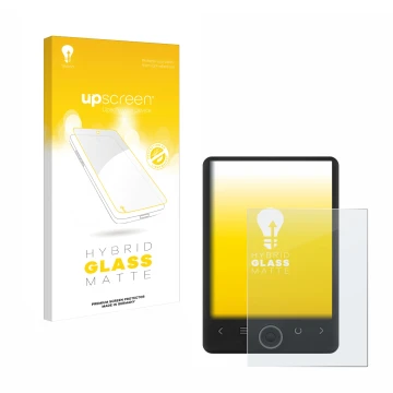 Parte frontal de un envase de producto con el logotipo de la marca upscreen. Al lado se muestra el dispositivo SPC Light 2 con