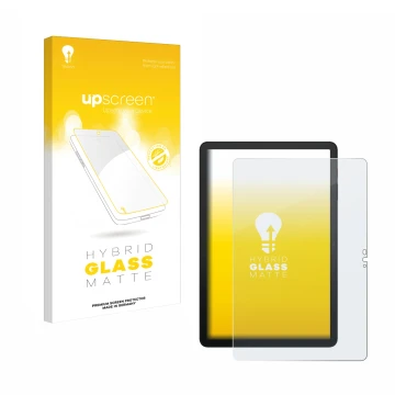 Parte frontal de un envase de producto con el logotipo de la marca upscreen. Al lado se muestra el dispositivo Telekom T Table