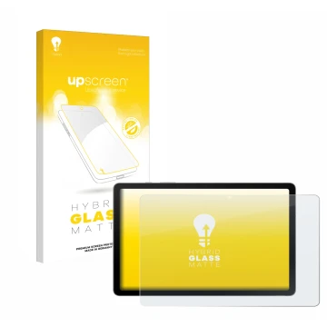 Parte frontal de un envase de producto con el logotipo de la marca upscreen. Al lado se muestra el dispositivo Samsung Galaxy 