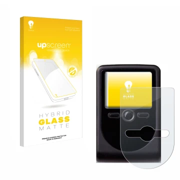 Parte frontal de un envase de producto con el logotipo de la marca upscreen. Al lado se muestra el dispositivo OneSpan DigiPas