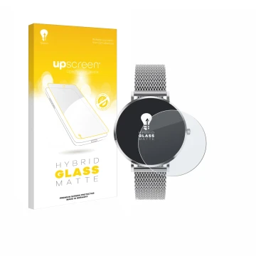 Parte frontal de un envase de producto con el logotipo de la marca upscreen. Al lado se muestra el dispositivo Pireware Amory 