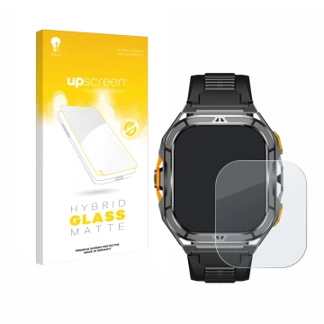 Parte frontal de un envase de producto con el logotipo de la marca upscreen. Al lado se muestra el dispositivo Stahlgear Thor 