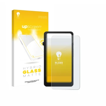 Parte frontal de un envase de producto con el logotipo de la marca upscreen. Al lado se muestra el dispositivo DuRoBo Krono co