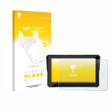Parte frontal de un envase de producto con el logotipo de la marca upscreen. Al lado se muestra el dispositivo Carpuride W502 
