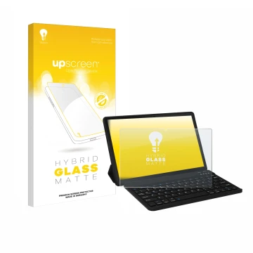 Parte frontal de un envase de producto con el logotipo de la marca upscreen. Al lado se muestra el dispositivo Laptok LAPA7LBK