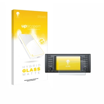 Parte frontal de un envase de producto con el logotipo de la marca upscreen. Al lado se muestra el dispositivo Eonon E39A12S c