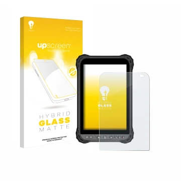 Parte frontal de un envase de producto con el logotipo de la marca upscreen. Al lado se muestra el dispositivo Zoomsmart A8004