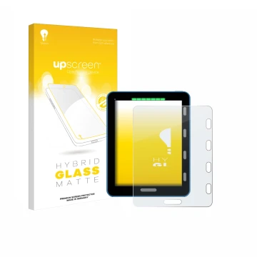 Parte frontal de un envase de producto con el logotipo de la marca upscreen. Al lado se muestra el dispositivo Vakaros Atlas 2