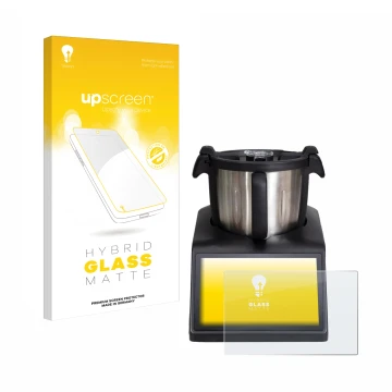 Parte frontal de un envase de producto con el logotipo de la marca upscreen. Al lado se muestra el dispositivo Ufesa TotalChef