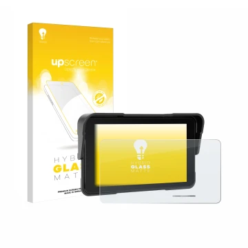Parte frontal de un envase de producto con el logotipo de la marca upscreen. Al lado se muestra el dispositivo Sixwin P2 5