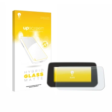 Parte frontal de un envase de producto con el logotipo de la marca upscreen. Al lado se muestra el dispositivo Mazda CX-5 2020