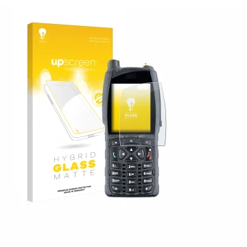 Parte frontal de un envase de producto con el logotipo de la marca upscreen. Al lado se muestra el dispositivo Sepura SC2020 c