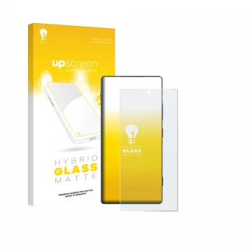 Parte frontal de un envase de producto con el logotipo de la marca upscreen. Al lado se muestra el dispositivo ZTE Nubia Z80 U