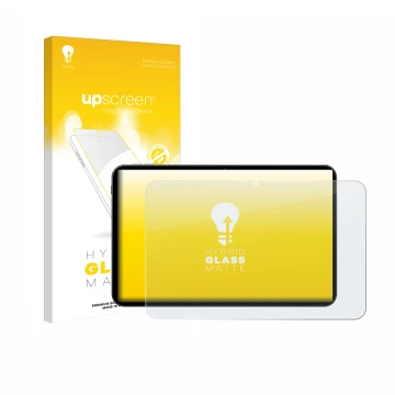 Parte frontal de un envase de producto con el logotipo de la marca upscreen. Al lado se muestra el dispositivo Tabwee T60 PRO 