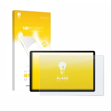 Parte frontal de un envase de producto con el logotipo de la marca upscreen. Al lado se muestra el dispositivo Wacom MovinkPad