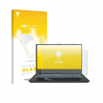 Parte frontal de un envase de producto con el logotipo de la marca upscreen. Al lado se muestra el dispositivo Gigabyte G5 202