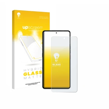 Parte frontal de un envase de producto con el logotipo de la marca upscreen. Al lado se muestra el dispositivo Gigaset GS6 con