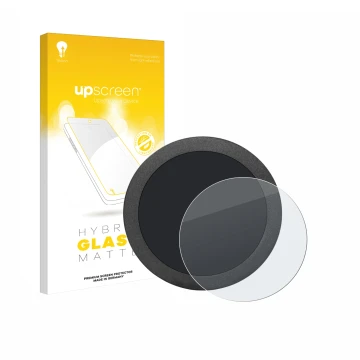 Parte frontal de un envase de producto con el logotipo de la marca upscreen. Al lado se muestra el dispositivo Elecrow Display