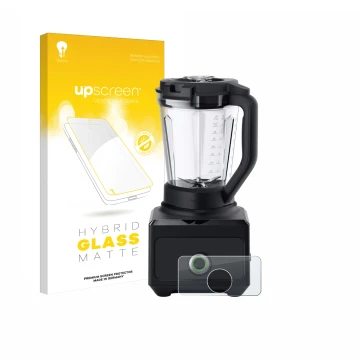 Parte frontal de un envase de producto con el logotipo de la marca upscreen. Al lado se muestra el dispositivo Braun PowerBlen