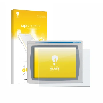 Parte frontal de un envase de producto con el logotipo de la marca upscreen. Al lado se muestra el dispositivo Allen Bradly HM