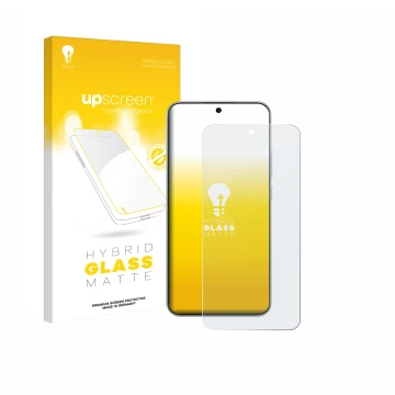 Parte frontal de un envase de producto con el logotipo de la marca upscreen. Al lado se muestra el dispositivo Oppo A6 Pro 4G 