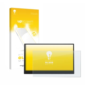 Parte frontal de un envase de producto con el logotipo de la marca upscreen. Al lado se muestra el dispositivo Azeyou PM1506S 