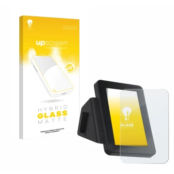 Parte frontal de un envase de producto con el logotipo de la marca upscreen. Al lado se muestra el dispositivo Anycubic Kobra 