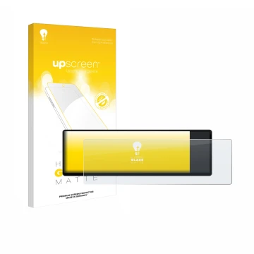 Parte frontal de un envase de producto con el logotipo de la marca upscreen. Al lado se muestra el dispositivo Corsair Xeneon 