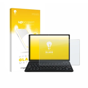 Parte frontal de un envase de producto con el logotipo de la marca upscreen. Al lado se muestra el dispositivo DEERTiME E9 10.